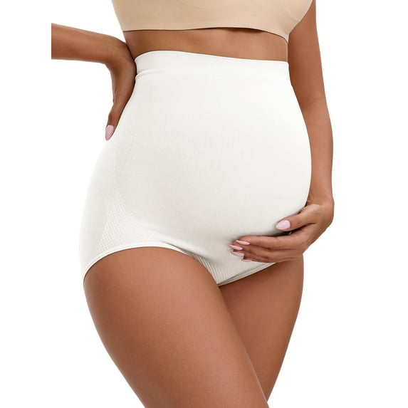 Unique Bargains Women's Maternity High Waist Briefs with Butt Lifter Design M White