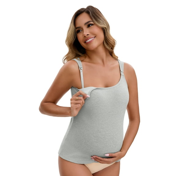 Unique Bargains Women's Maternity Thermal Camisoles with Built-In Bra XL Grey
