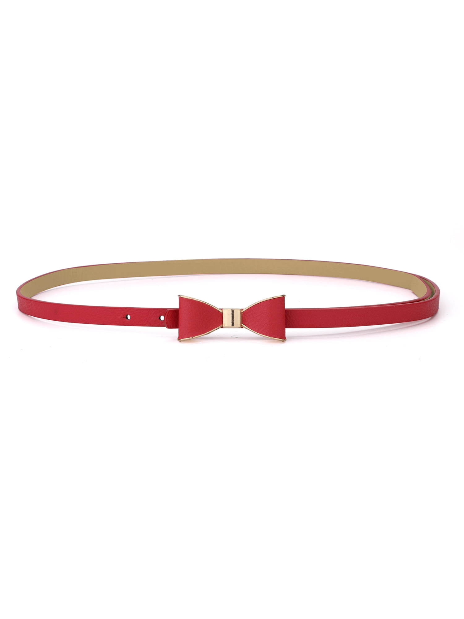 Unique Bargains Women's Metal Edge Bow-knot No Buckle Thin Waist Belt