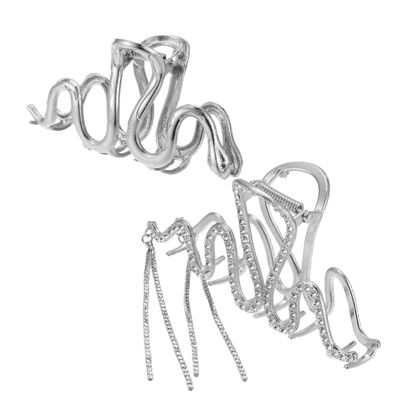 Unique Bargains Women's Metal Hair Claws 2 Pcs Silver Tone