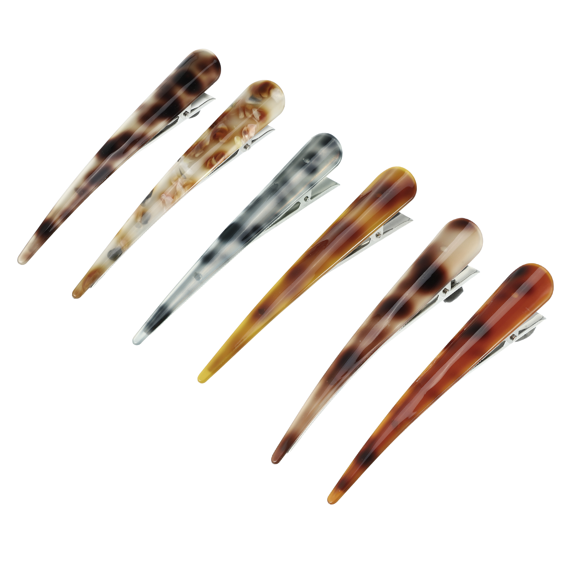 NOMADIC NOOK Women's Metal Long Duckbill Hair Clips 5.31"x0.83"x1.18" 6 Pcs Gray Yellow Red Coffee