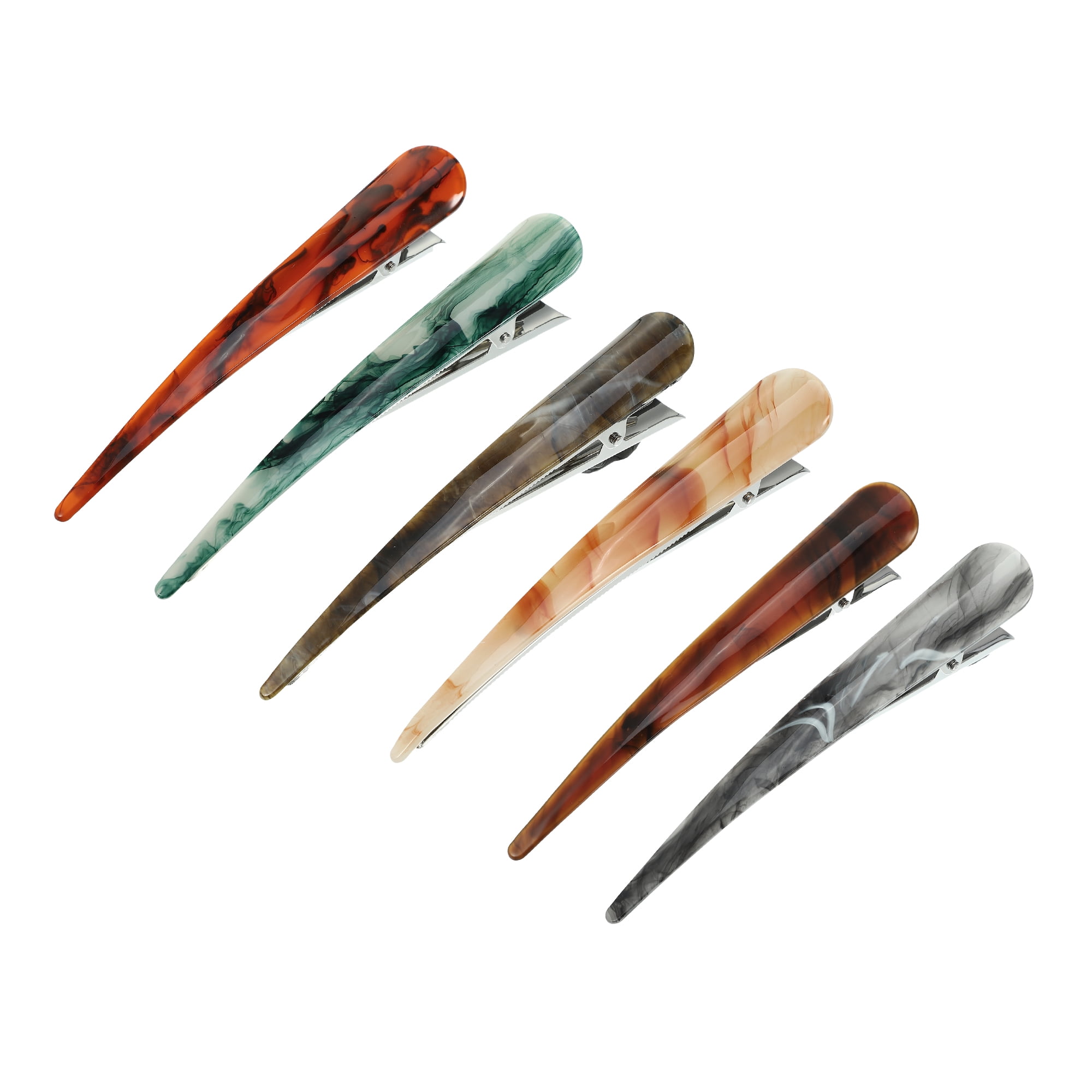 NOMADIC NOOK Women's Metal Long Duckbill Hair Clips 5.31"x0.83"x1.18" 6 Pcs Green Red Orange Brown Amber Gray