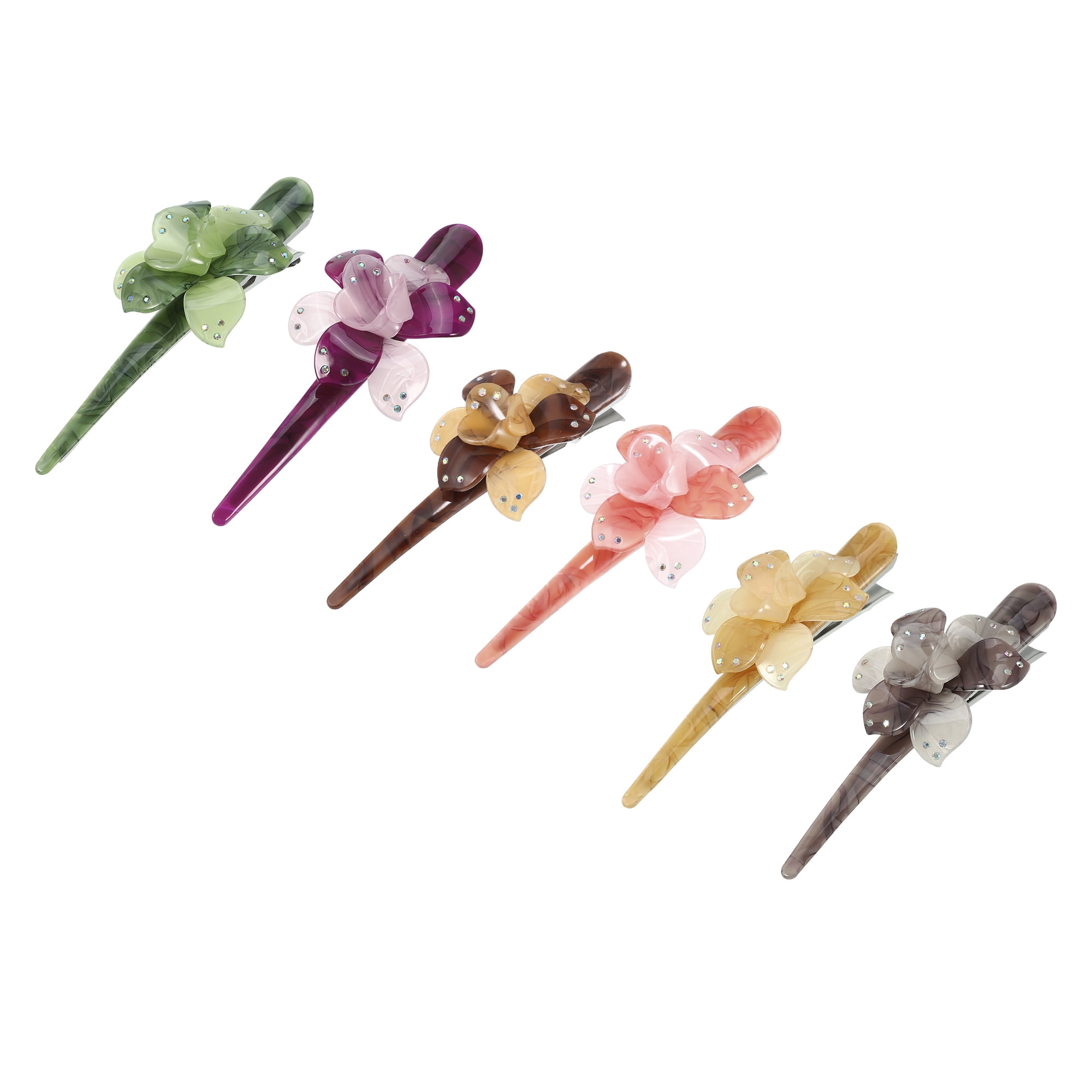 NOMADIC NOOK Women's Metal Long Duckbill Hair Clips Multicolor 6 Pcs 5.31"x2.17"x1.18"