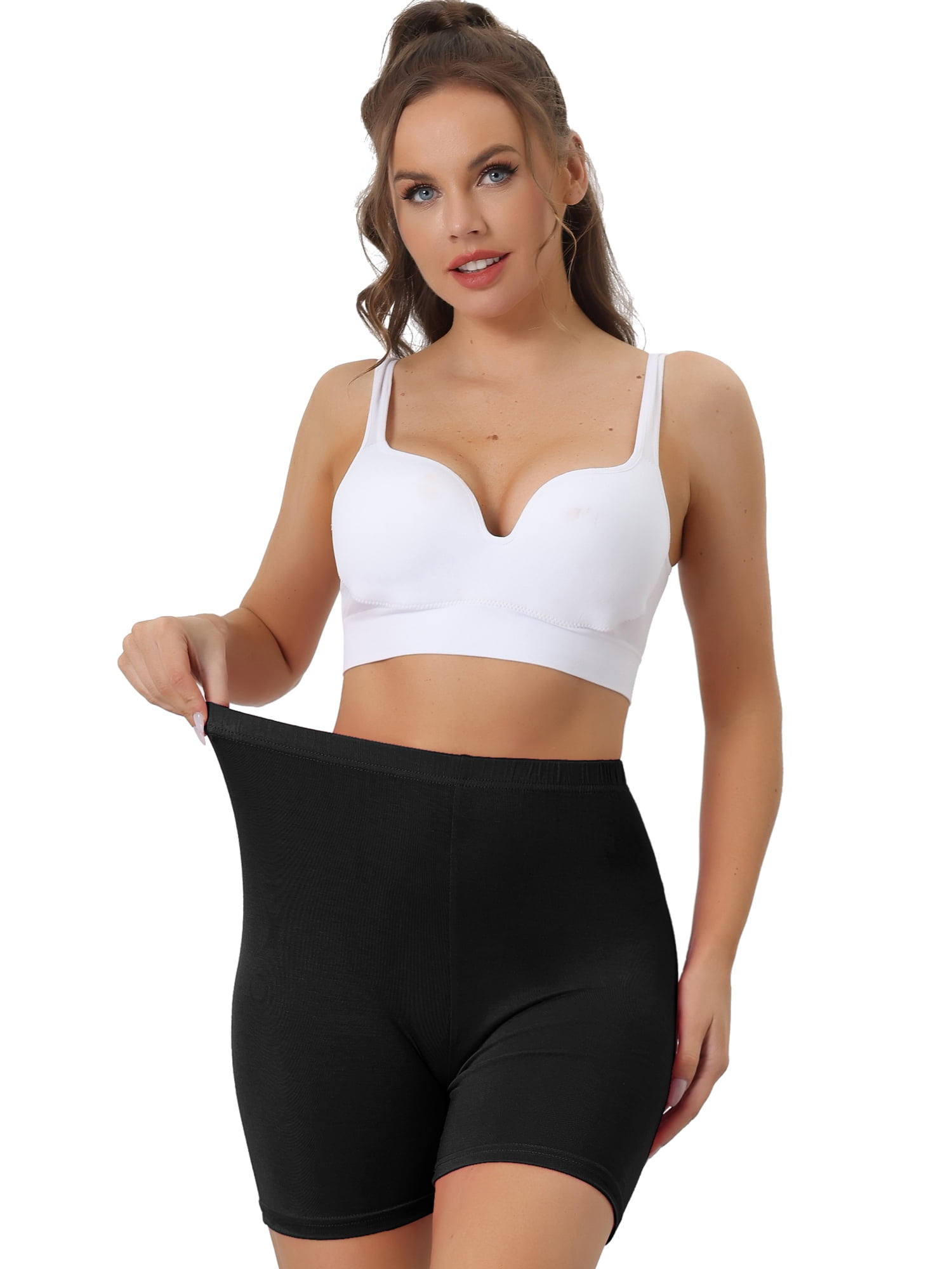 DARING DIVA Women's Mid-Thigh Boxer Underwear Full Coverage Boyshorts M Black