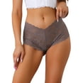 thumbnail image 1 of Unique Bargains Women's Mid-Waisted Briefs Coverage Transparent Lace Panties Purple S, 1 of 6