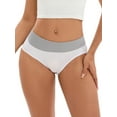thumbnail image 1 of Unique Bargains Women's Mid-Waisted Color-Block Panties Full Coverage Briefs M White, 1 of 6