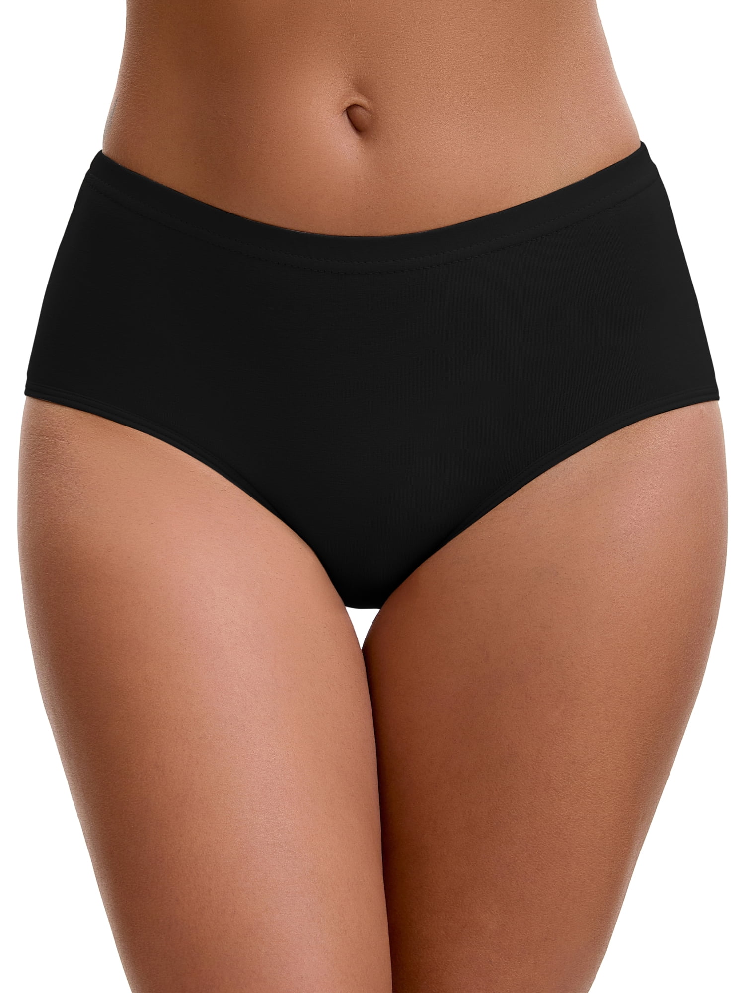 Unique Bargains Women's Mid-Waisted Elastic Waistband Full Coverage Briefs 2XL Black