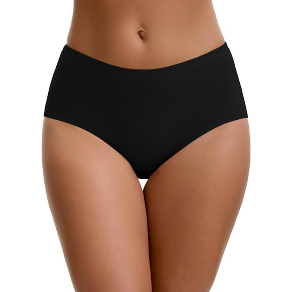 Unique Bargains Women's Mid-Waisted Elastic Waistband Full Coverage Briefs 2XL Black