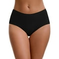thumbnail image 1 of Unique Bargains Women's Mid-Waisted Elastic Waistband Full Coverage Briefs L Black, 1 of 6