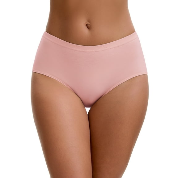 Unique Bargains Women's Mid-Waisted Elastic Waistband Full Coverage Briefs XL Light Pink