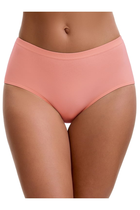 Women's Mid-Waisted Elastic Waistband Full Coverage Briefs XL Light Red