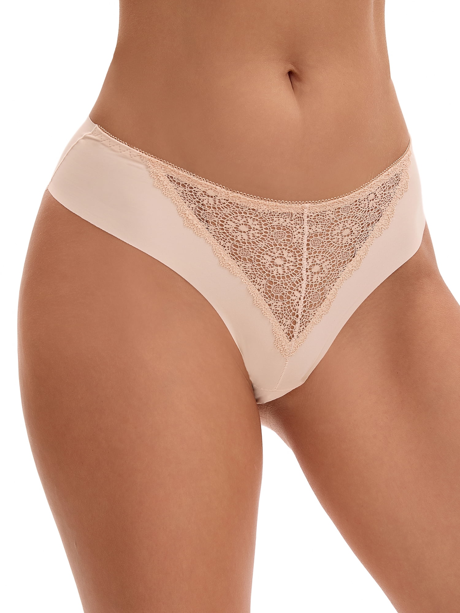 Unique Bargains Women's Mid Waisted Smooth Silky Breathable Underpants M Beige