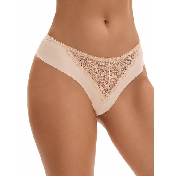 Unique Bargains Women's Mid Waisted Smooth Silky Breathable Underpants S Beige