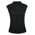 thumbnail image 1 of Unique Bargains Women's Mock Neck Blouse Basic Cap Sleeve Knitted Tops S Black, 1 of 6