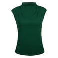 thumbnail image 1 of Unique Bargains Women's Mock Neck Blouse Basic Cap Sleeve Knitted Tops XL Green, 1 of 6