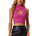 thumbnail image 1 of Unique Bargains Women's Mock Neck Cutout Pullover Sleeveless Crop Sweater Top, 1 of 5