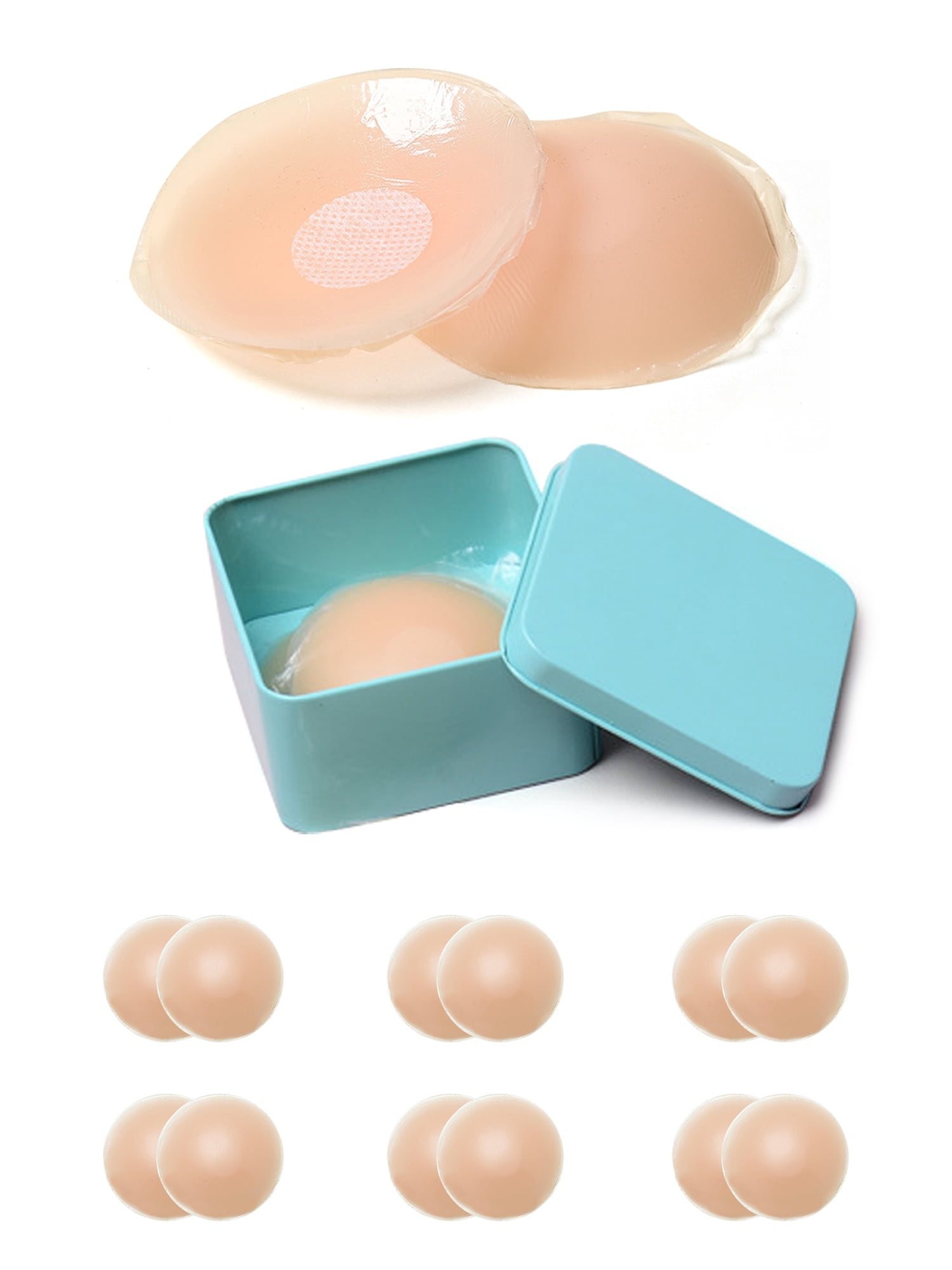 Unique Bargains Women's Nipple Covers Adhesive Bras M 6 Beige Round