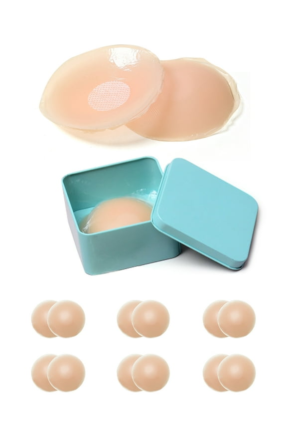 Women's Nipple Covers Adhesive Bras M 6 Beige Round