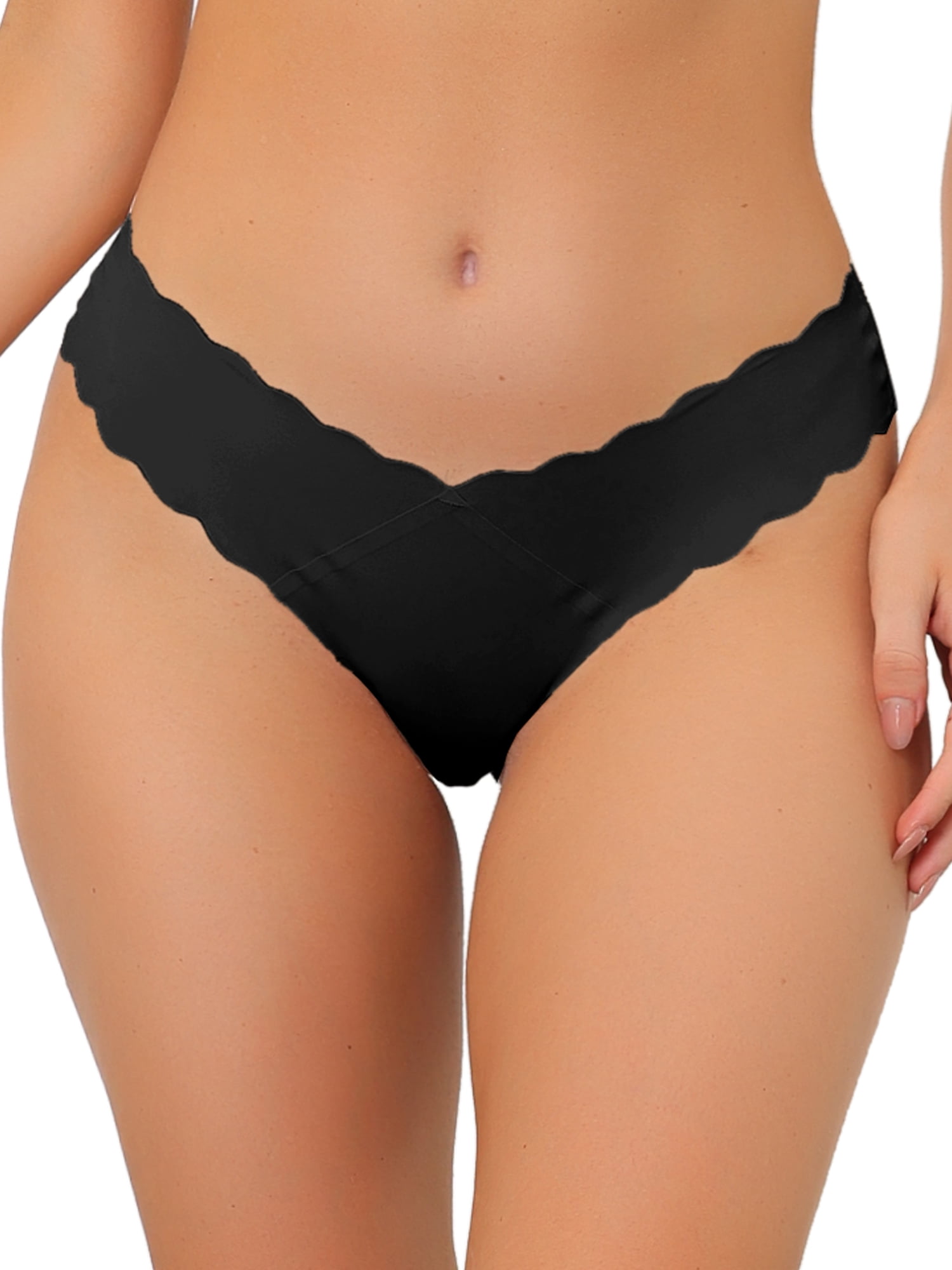 DARING DIVA Women's No-Show Hipster V-Shape Waist Stretch Thongs Black M