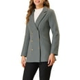 thumbnail image 1 of Unique Bargains Women's Notched Lapel Double Breasted Winter Trenchcoat M Grey, 1 of 6