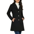 thumbnail image 1 of Unique Bargains Women's Notched Lapel Single Breasted Long Sleeve Winter Coats XL Black, 1 of 7