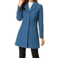 thumbnail image 1 of Unique Bargains Women's Notched Lapel Single Breasted Long Sleeve Winter Coats XL Dusty Blue, 1 of 6