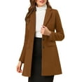 thumbnail image 1 of Unique Bargains Women's Notched Lapel Single Breasted Outwear Long Coat M Dark Brown, 1 of 8