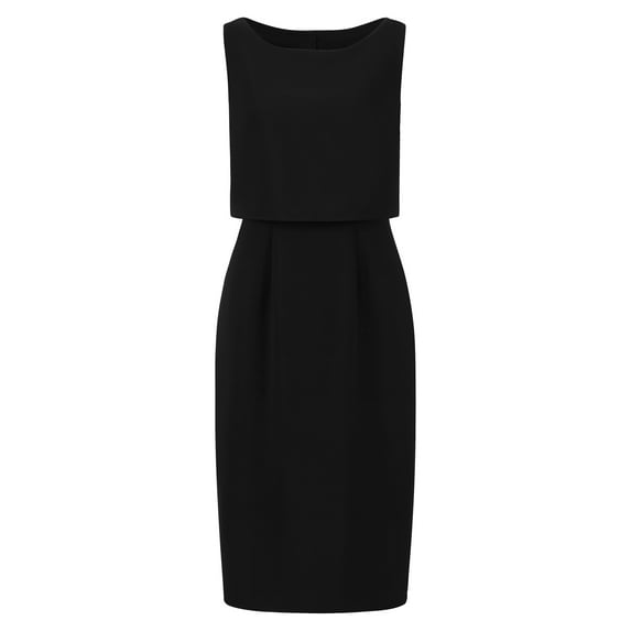 DARING DIVA Boat Neck Pencil for Office Funeral Events Dress L Black