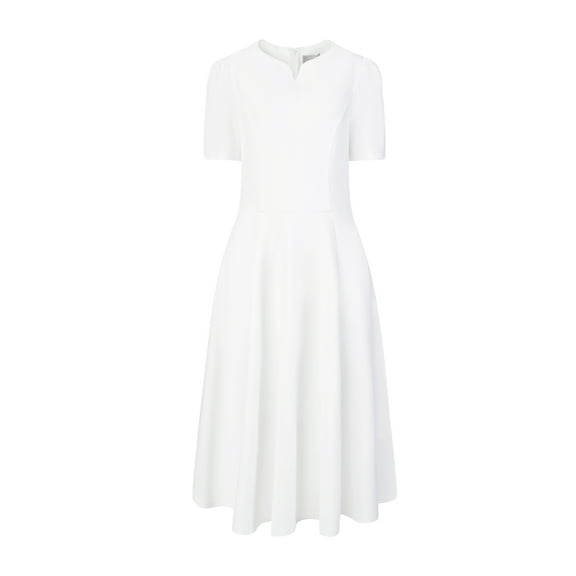 DARING DIVA A-Line Work Church Pockets Dress S White