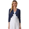 thumbnail image 1 of Unique Bargains Women's Open Front Drape Bolero Shrug Crop Cardigan L Dark Blue, 1 of 6