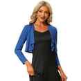 thumbnail image 1 of Unique Bargains Women's Open Front Drape Bolero Shrug Crop Cardigan XS Royal Blue, 1 of 6