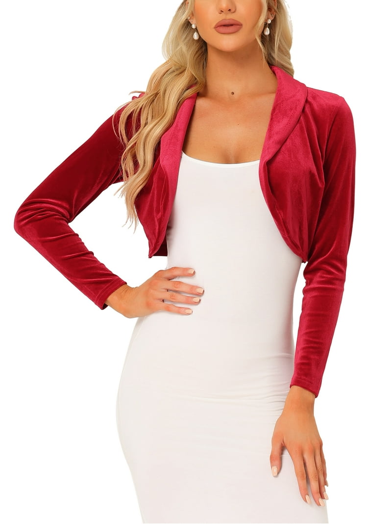 Unique Bargains Women's Open Front Long Sleeve Collar Shrug