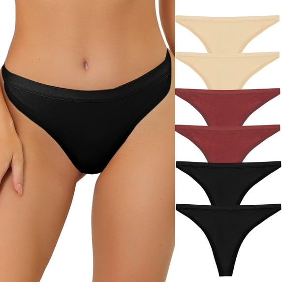 Unique Bargains Women's High Rise Airflow Thongs XL 2 Beige/2 Red/2 Black