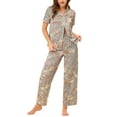 thumbnail image 1 of Unique Bargains Women's Pajama Set Silk Short Sleeves and Pants Floral Satin Sets, 1 of 4
