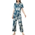 thumbnail image 1 of Unique Bargains Women's Pajama Set Silk Short Sleeves and Pants Floral Satin Sets, 1 of 5