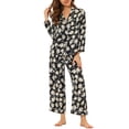 thumbnail image 1 of Unique Bargains Women's Pajama Sleep Shirt Nightwear Sleepwear Lounge Satin Pj Sets, 1 of 5