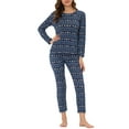 thumbnail image 1 of Unique Bargains Women's Pajama Soft Round Neck Nightwear Elk Lounge Sleepwear Sets, 1 of 5