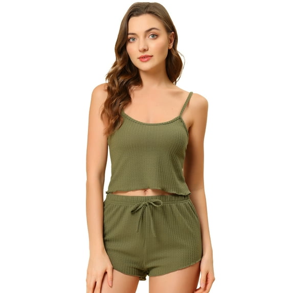 Unique Bargains Women's Pajama Spaghetti Strap Cami Shorts Lounge Sleepwear Sets
