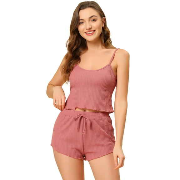 Unique Bargains Women's Pajama Spaghetti Strap Cami Shorts Lounge Sleepwear Sets