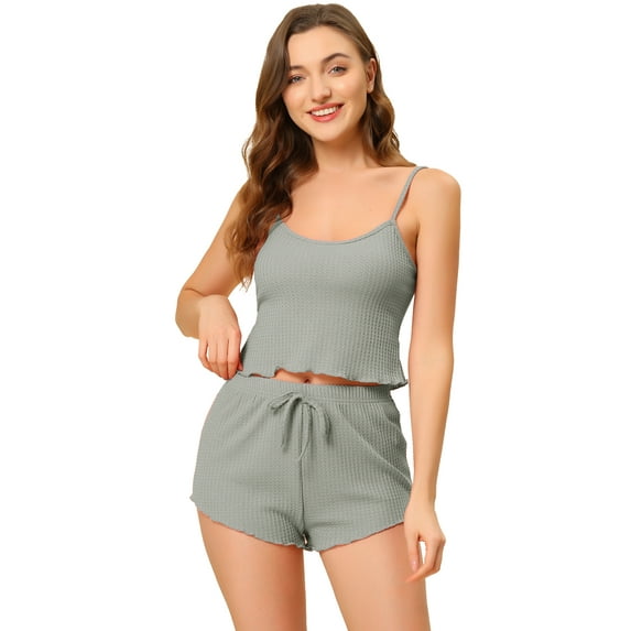 Unique Bargains Women's Pajama Spaghetti Strap Cami Shorts Lounge Sleepwear Sets