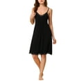 thumbnail image 1 of Unique Bargains Women's Pajama V Neck Lace Sexy Nightdress Stretchy Lounge Dress, 1 of 5