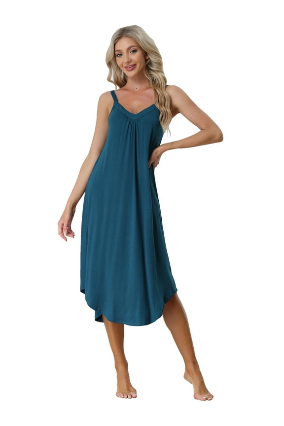 Women's Pajama V Neck Soft Sexy Nightdress Stretchy Lounge Cami Dress