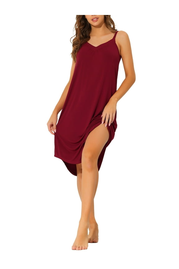 Women's Pajama V Neck Soft Sexy Nightdress Stretchy Lounge Cami Dress