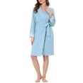 thumbnail image 1 of Unique Bargains Women's Pajamas Robe Sleepwear Lace Nightgown Tie Waist Lounge Bathrobe, 1 of 5