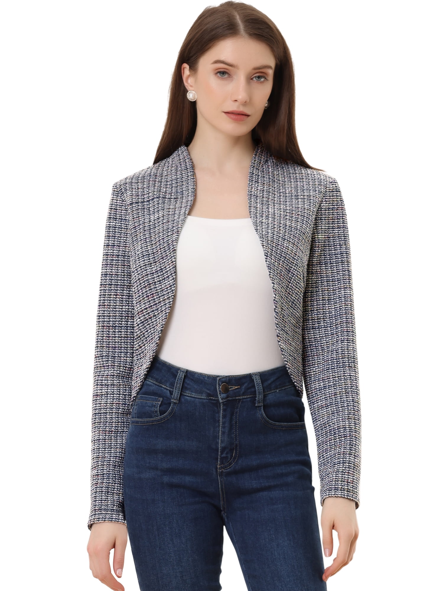 Unique Bargains Women's Palid Eligant Shrug Long Sleeve Bolero Cardigan M Dark Grey
