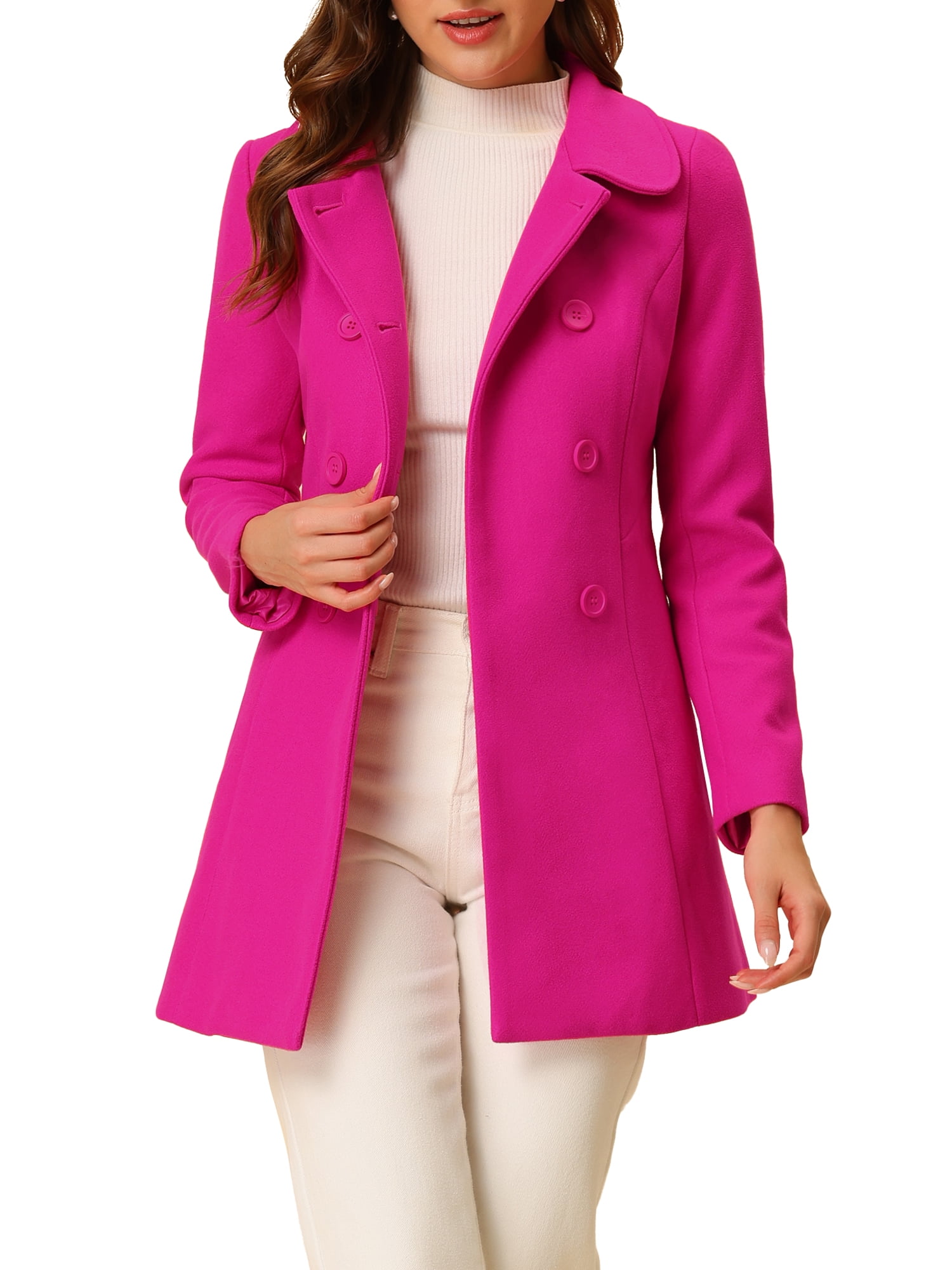 Free Shipping! Unique Bargains Women's Wool Tailored Double