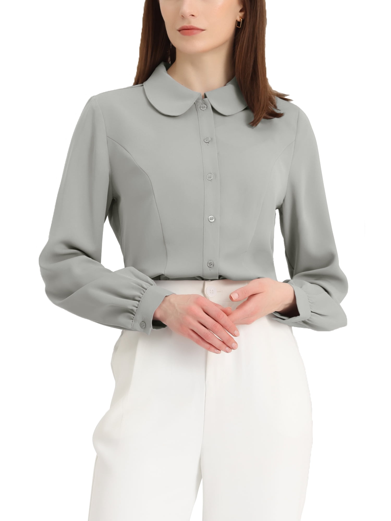 Women's long sleeve peter pan sale collar shirt