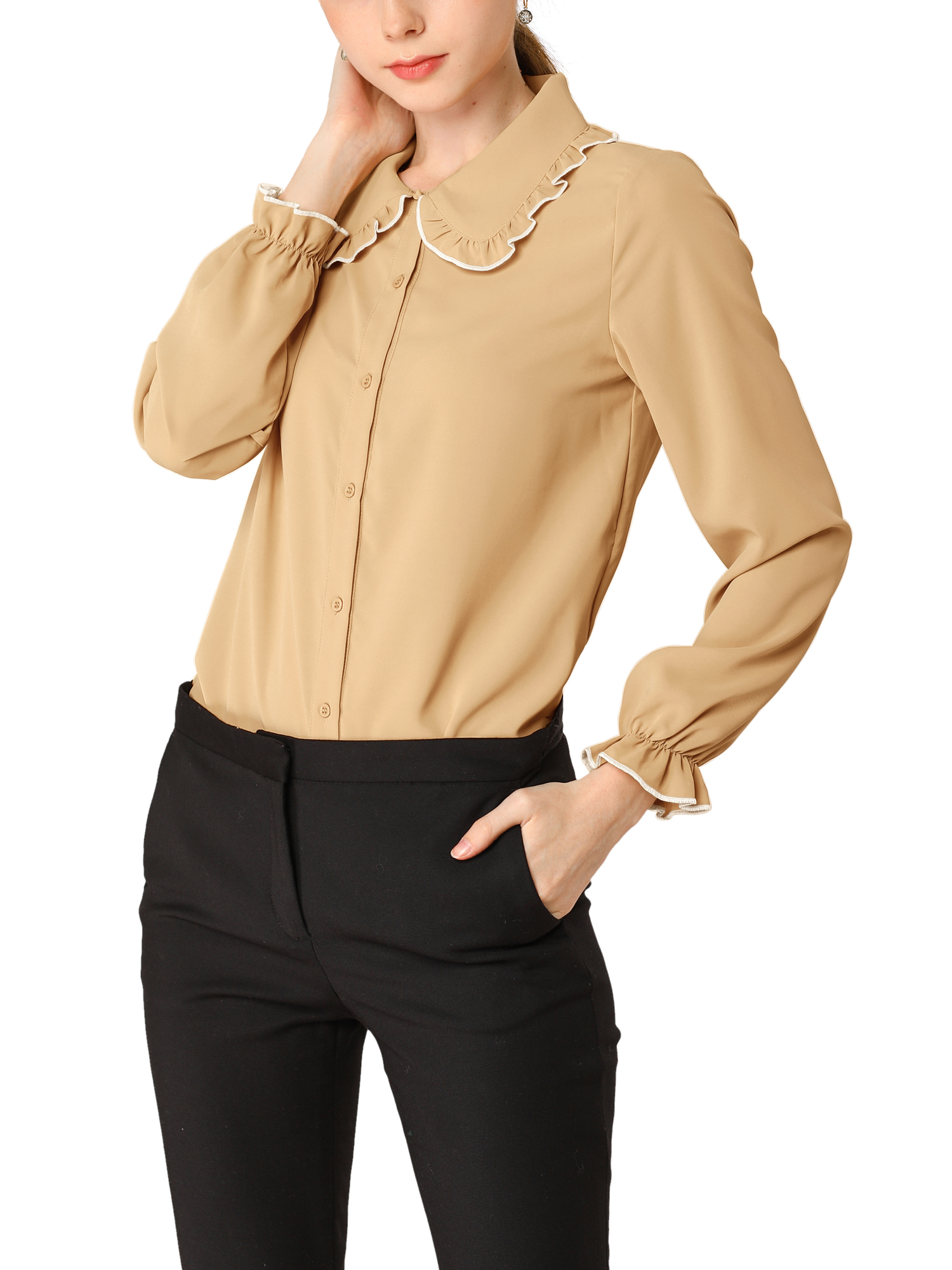 cream peter pan collar shirt