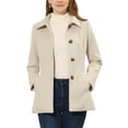 thumbnail image 1 of Unique Bargains Women's Peter Pan Collar Single Breasted Solid Overcoats Coat S Beige, 1 of 6