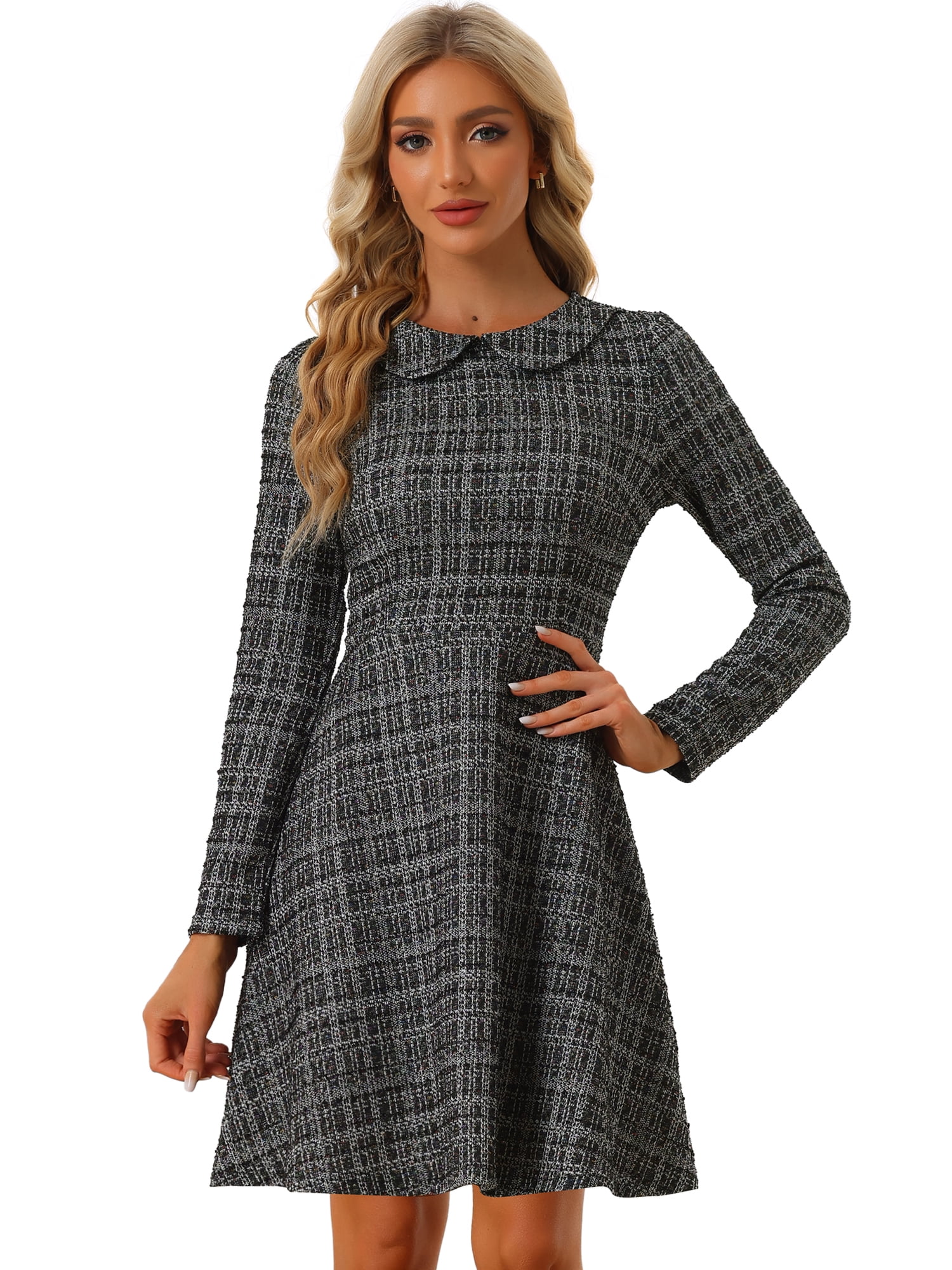 Unique Bargains Women's Sheath Dresses 3/4 Sleeves Stand